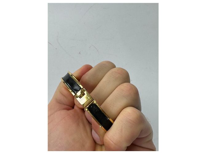 Bracciale in pelle placcato oro vintage Loewe Madrid Nero Oro - vista 6