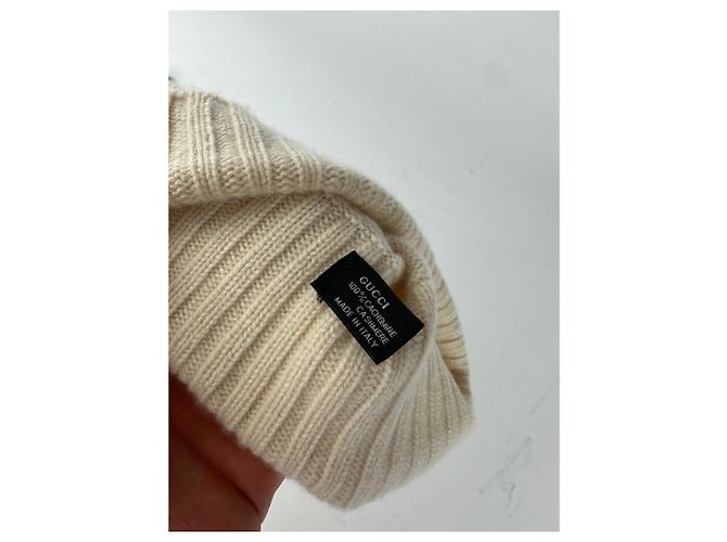 Vintage Gucci Cashmere M Mütze Creme Weiß - Ansicht 5