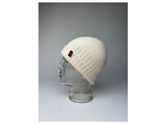 Vintage Gucci Cashmere M Mütze Creme Weiß - Ansicht 8