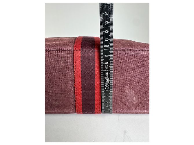 Vintage Hermès Canvas Tote Bag lila rot - Ansicht 14