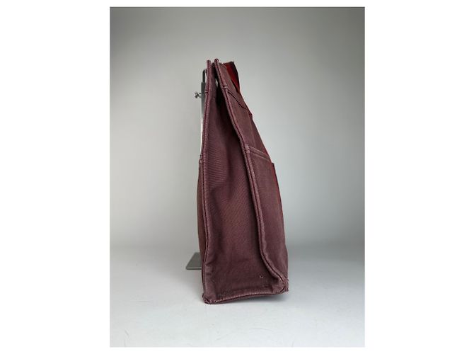Vintage Hermès Canvas Tote Bag lila rot - Ansicht 3