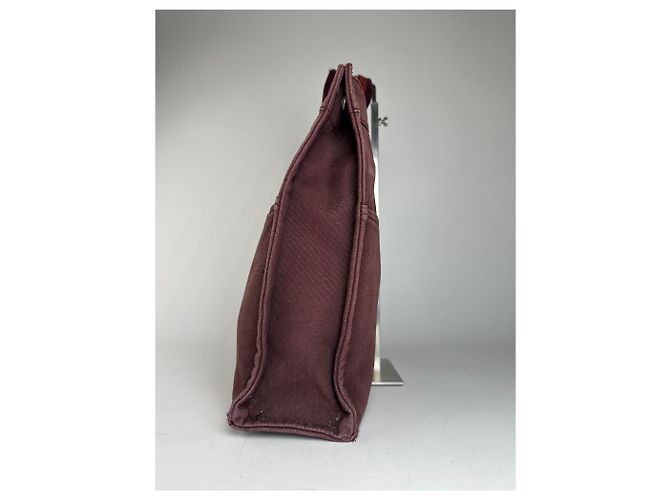 Vintage Hermès Canvas Tote Bag lila rot - Ansicht 5