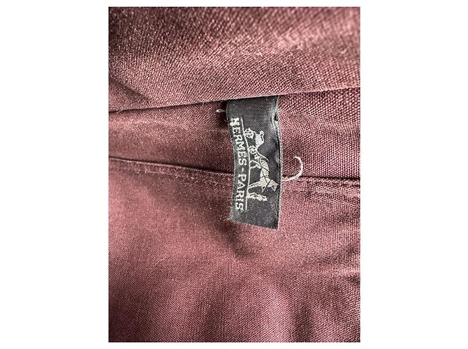 Vintage Hermès Canvas Tote Bag lila rot - Ansicht 6