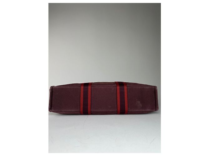 Vintage Hermès Canvas Tote Bag lila rot - Ansicht 7