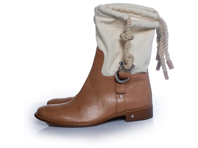 Céline Celine, Stivali da cowboy in pelle e tela Marrone - vista 2