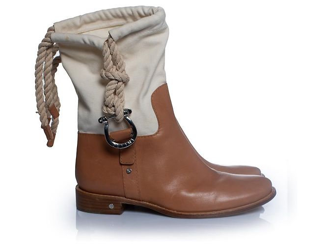 Céline Celine, Stivali da cowboy in pelle e tela Marrone - vista 4