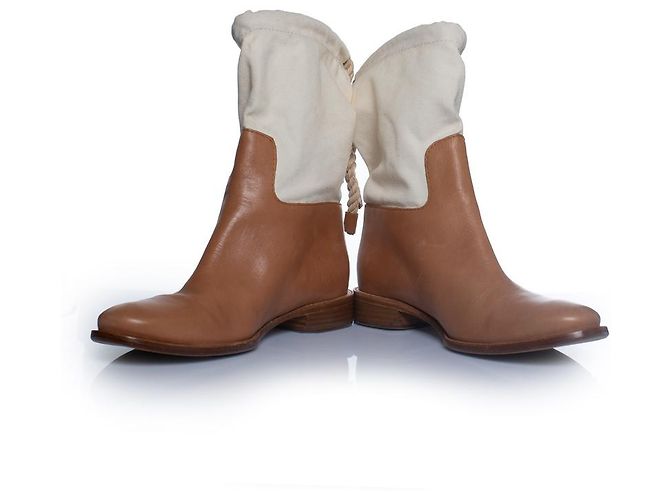 Céline Celine, Stivali da cowboy in pelle e tela Marrone - vista 5