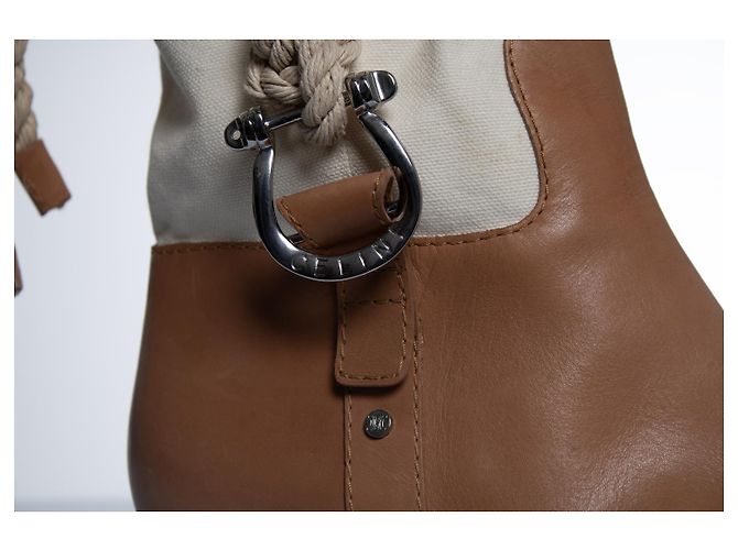 Céline Celine, Stivali da cowboy in pelle e tela Marrone - vista 9