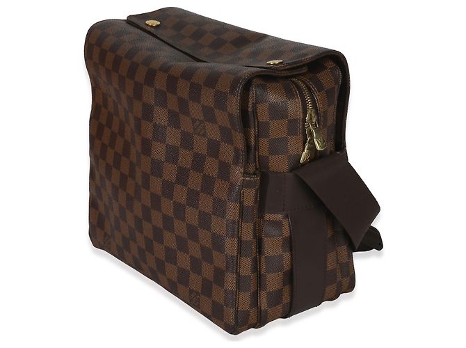 Borsa Messenger Naviglio in tela Damier Ebene Louis Vuitton Marrone - vista 3