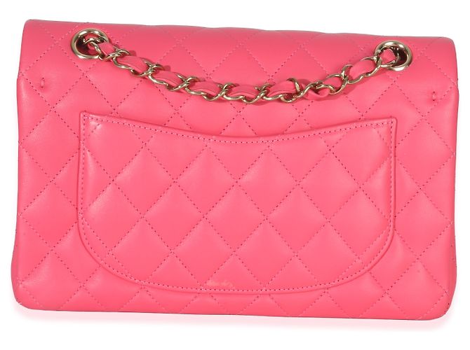 Timeless Kleine klassische Double Flap Tasche aus rosa gestepptem Lammleder von Chanel Pink - Ansicht 2