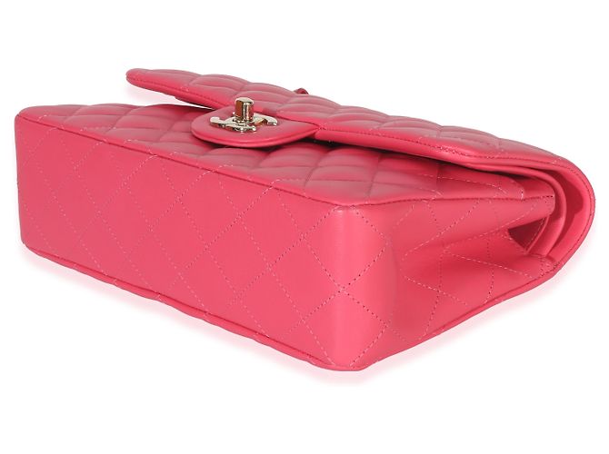 Timeless Kleine klassische Double Flap Tasche aus rosa gestepptem Lammleder von Chanel Pink - Ansicht 6