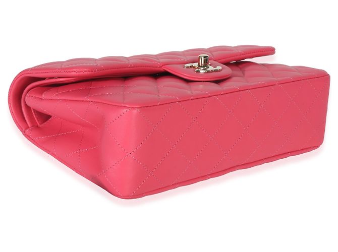 Timeless Kleine klassische Double Flap Tasche aus rosa gestepptem Lammleder von Chanel Pink - Ansicht 7