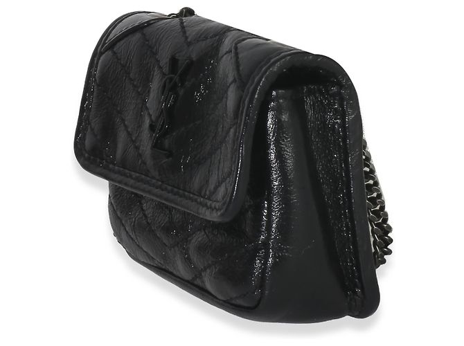 Custodia per Airpods Micro Niki in Pelle di Vitello Nera Crepata Saint Laurent Nero - vista 3
