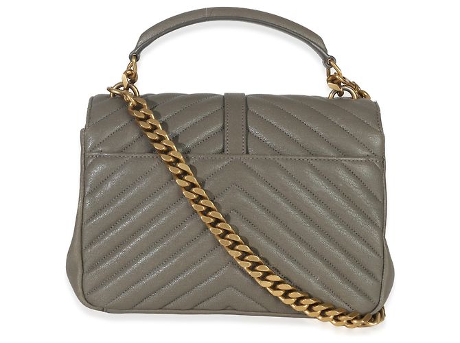 Borsa universitaria media in pelle di pecora taupe con monogramma Saint Laurent Marrone - vista 2