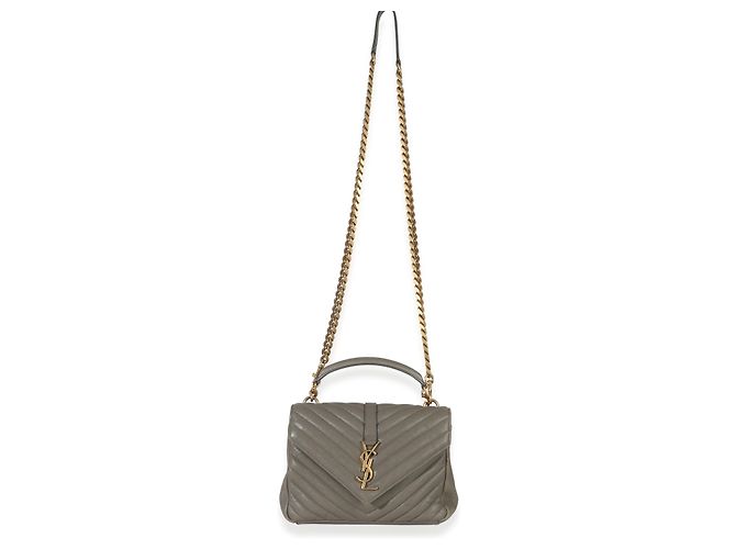 Borsa universitaria media in pelle di pecora taupe con monogramma Saint Laurent Marrone - vista 5