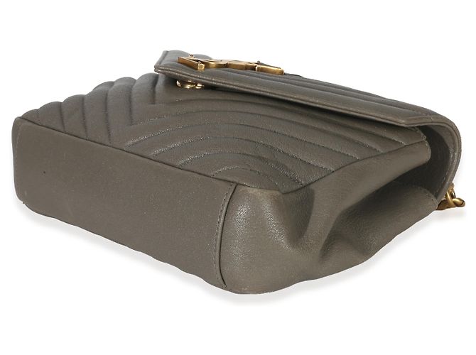 Borsa universitaria media in pelle di pecora taupe con monogramma Saint Laurent Marrone - vista 6