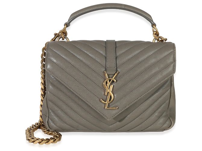 Borsa universitaria media in pelle di pecora taupe con monogramma Saint Laurent Marrone - vista 8