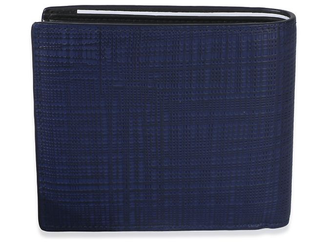 Portafoglio bifold Anagram in lino e pelle di vitello blu Loewe - vista 2