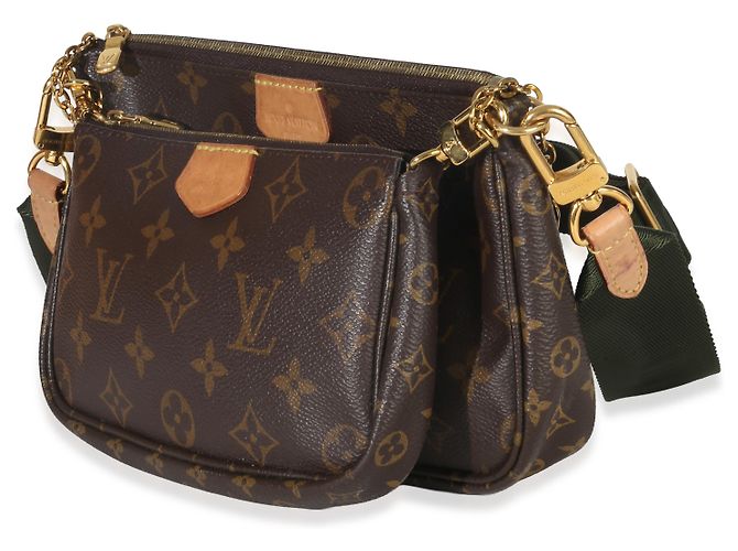 Louis Vuitton Kaki Monogramma Tela Multi Pochette Accessori Marrone - vista 3