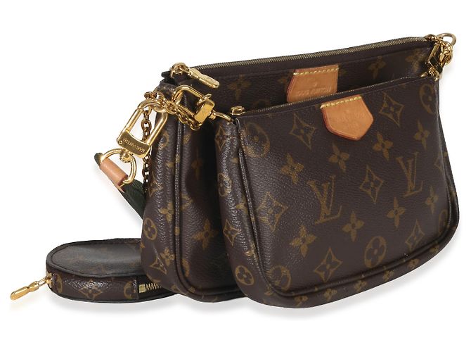Louis Vuitton Kaki Monogramma Tela Multi Pochette Accessori Marrone - vista 4