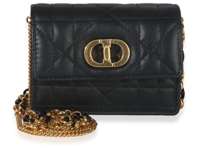 Borsa a catena Micro Miss Caro in pelle di vitello Macrocannage nera Christian Dior - vista 8