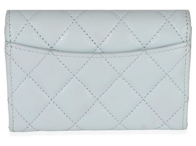 Timeless Chanel Hellblau gesteppte Kaviar Klappkartenhalter Handtasche - Ansicht 2