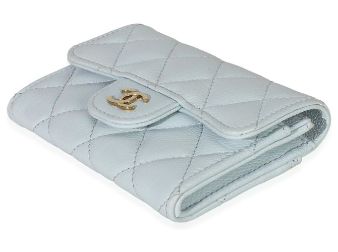 Timeless Chanel Hellblau gesteppte Kaviar Klappkartenhalter Handtasche - Ansicht 6