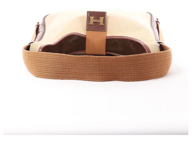 Trim Borsa a Spalla Sako Toile H di Hermès in Marrone O:1985 Beige - vista 6