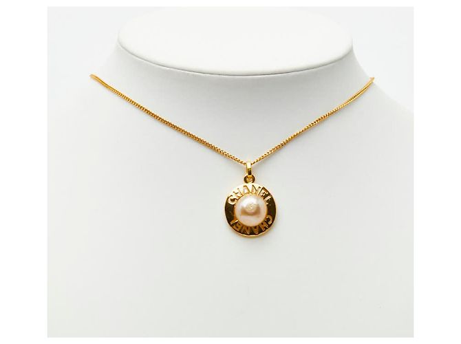 Chanel Goldplattierter Logo-Halskette Golden - vista 7