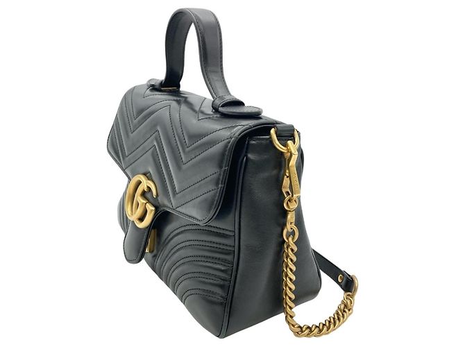 Borsa in pelle nera GG Marmont di Gucci Nero - vista 2