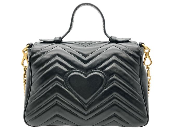 Borsa in pelle nera GG Marmont di Gucci Nero - vista 3