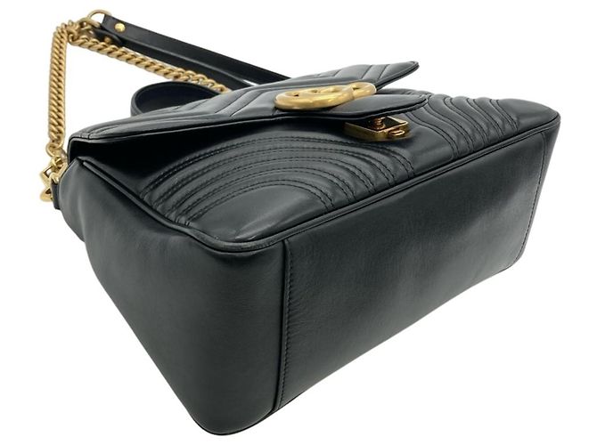 Borsa in pelle nera GG Marmont di Gucci Nero - vista 4