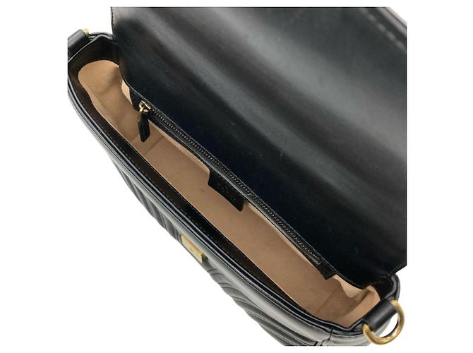 Borsa in pelle nera GG Marmont di Gucci Nero - vista 5