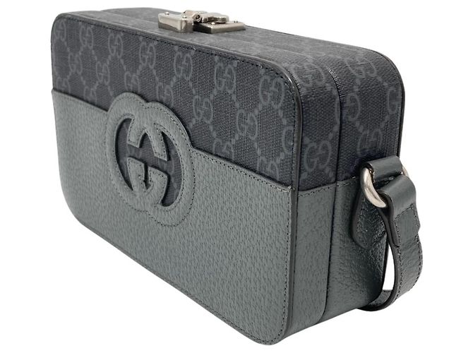Borsa a Spalla Gucci Cutout Interlocking G Marrone Nero - vista 2