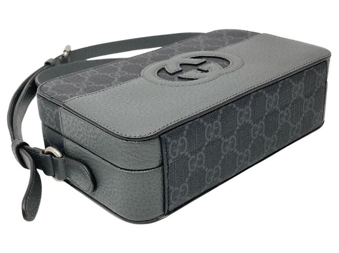 Borsa a Spalla Gucci Cutout Interlocking G Marrone Nero - vista 4