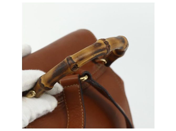 Gucci Vintage Bamboo Leather Marrone - vista 7