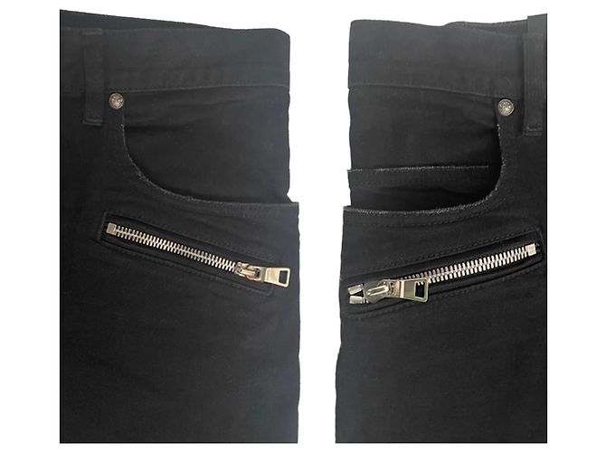 Balmain black biker jeans – size 32 US (M) – zip details – very good condition - view 3