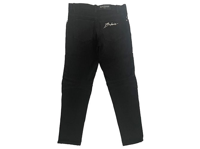 Balmain black biker jeans – size 32 US (M) – zip details – very good condition - view 4