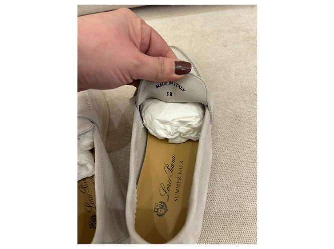 Loro Piana Summer Charms Walk Mocassini in Camoscio Grigio - vista 6