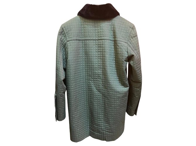 Cappotto in pelliccia verde e nero Yves Saint Laurent - vista 3
