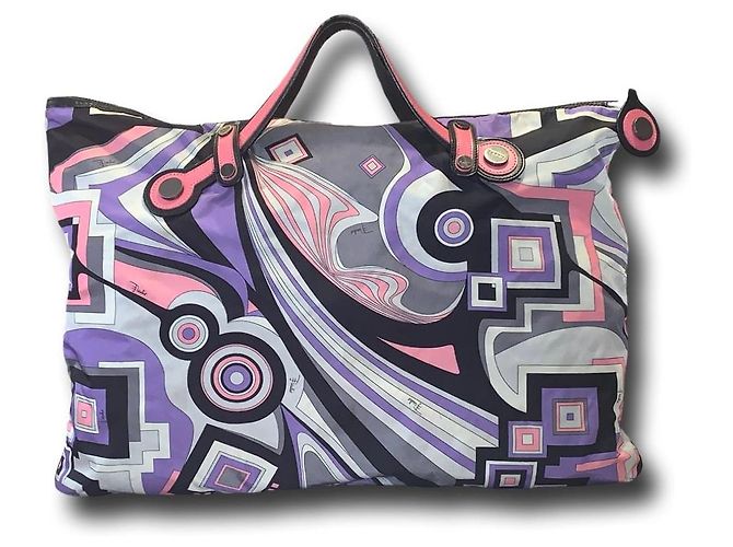 Emilio Pucci Psychedelischer Druck Tragetasche Schwarz Pink Weiß Grau Lila Hellblau - Ansicht 12