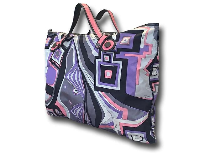 Emilio Pucci Psychedelischer Druck Tragetasche Schwarz Pink Weiß Grau Lila Hellblau - Ansicht 13