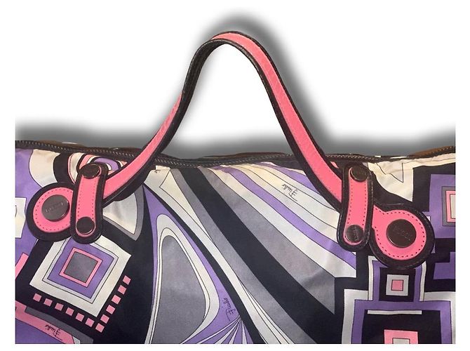 Emilio Pucci Psychedelischer Druck Tragetasche Schwarz Pink Weiß Grau Lila Hellblau - Ansicht 2