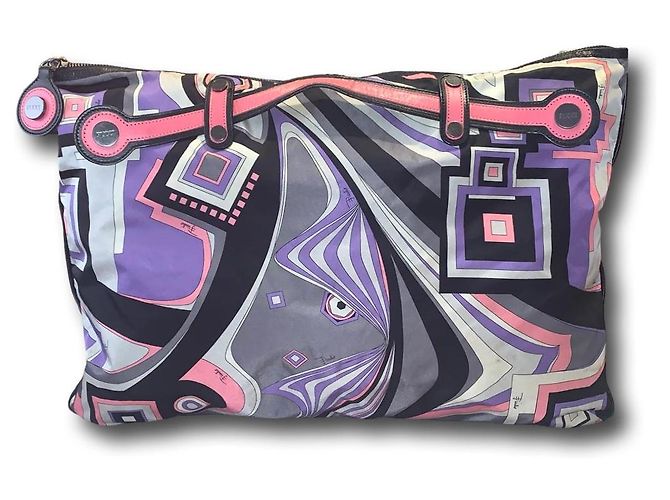 Emilio Pucci Psychedelischer Druck Tragetasche Schwarz Pink Weiß Grau Lila Hellblau - Ansicht 3