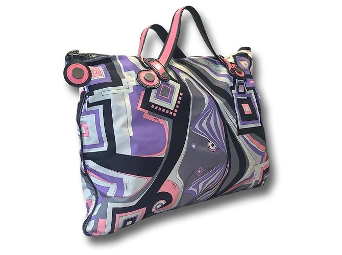 Emilio Pucci Psychedelischer Druck Tragetasche Schwarz Pink Weiß Grau Lila Hellblau - Ansicht 4