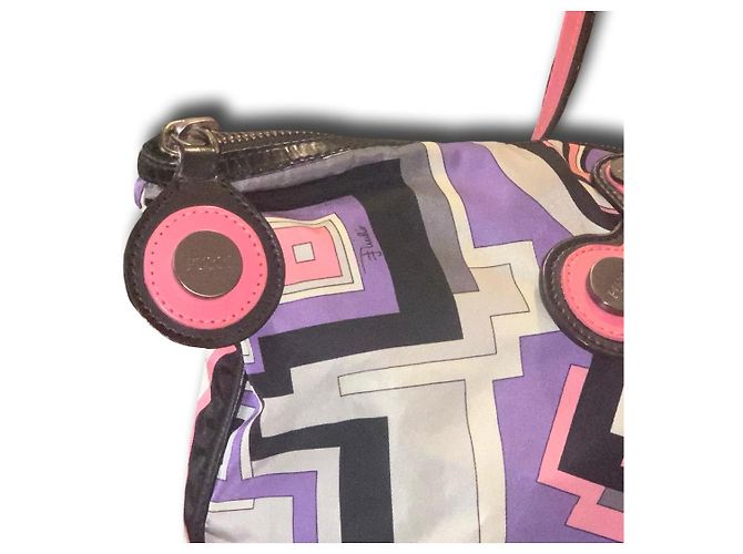 Emilio Pucci Psychedelischer Druck Tragetasche Schwarz Pink Weiß Grau Lila Hellblau - Ansicht 5
