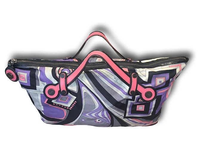 Emilio Pucci Psychedelischer Druck Tragetasche Schwarz Pink Weiß Grau Lila Hellblau - Ansicht 6