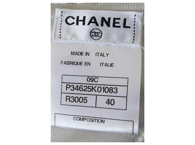 Top de pérolas e couro da coleção de cruzeiro Chanel 2009 Branco Cinza - vista 9
