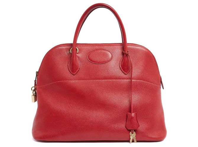 Borsa Hermès Bolide Courchevel 1971 in Pelle Rossa con Tracolla Rosso - vista 2