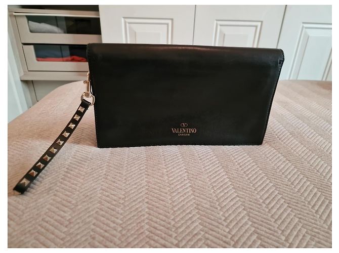 Clutch Valentino Garavani Rockstud in Pelle Nera Nero - vista 2